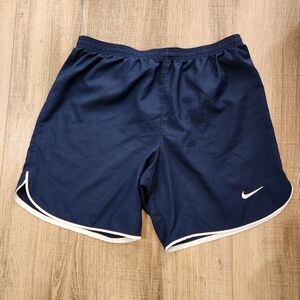 Nike Dri-Fit Slim Fit Running Shorts Men’s Large Navy Blue White Trim Athletic